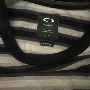 Oakley Men's Black and Gray Striped Shirt